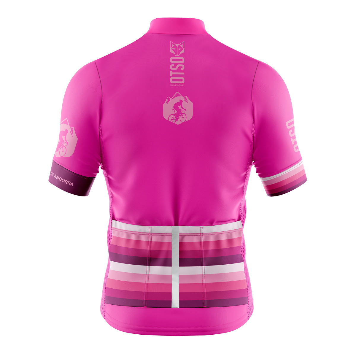 OTSO Damen Kurzarm-Radtrikot - Stripes Fluo Pink – Produktansicht 2