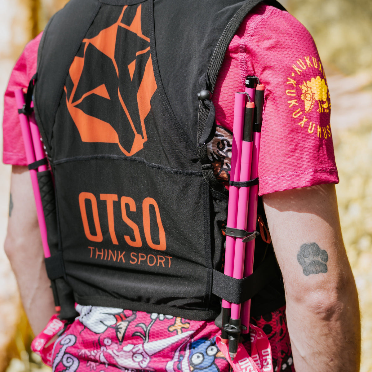 OTSO Ultraleichte faltbare Carbonstöcke für Trailrunning und Trekking - Pink – Produktansicht 8