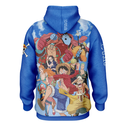 OTSO Hoodie - One piece fishman luffy and the crew blue – Produktansicht 2