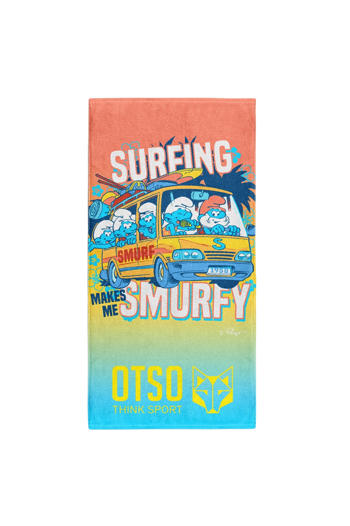 OTSO Mikrofaser-Sporthandtuch - Smurf Smurfing – Produktansicht 2