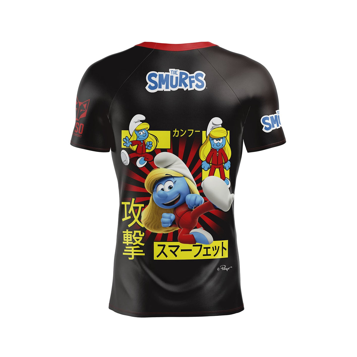 OTSO Herren Kurzarm-Funktionsshirt - Smurfs Manga Black – Produktansicht 2