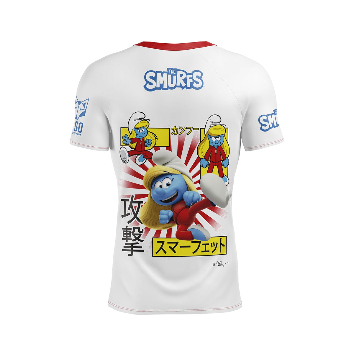 OTSO Herren Kurzarm-Funktionsshirt - Smurfs Manga White – Produktansicht 2