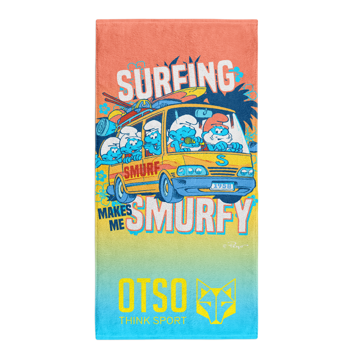 OTSO Mikrofaser-Sporthandtuch - Smurfs Smurfing Men – Produktansicht 2