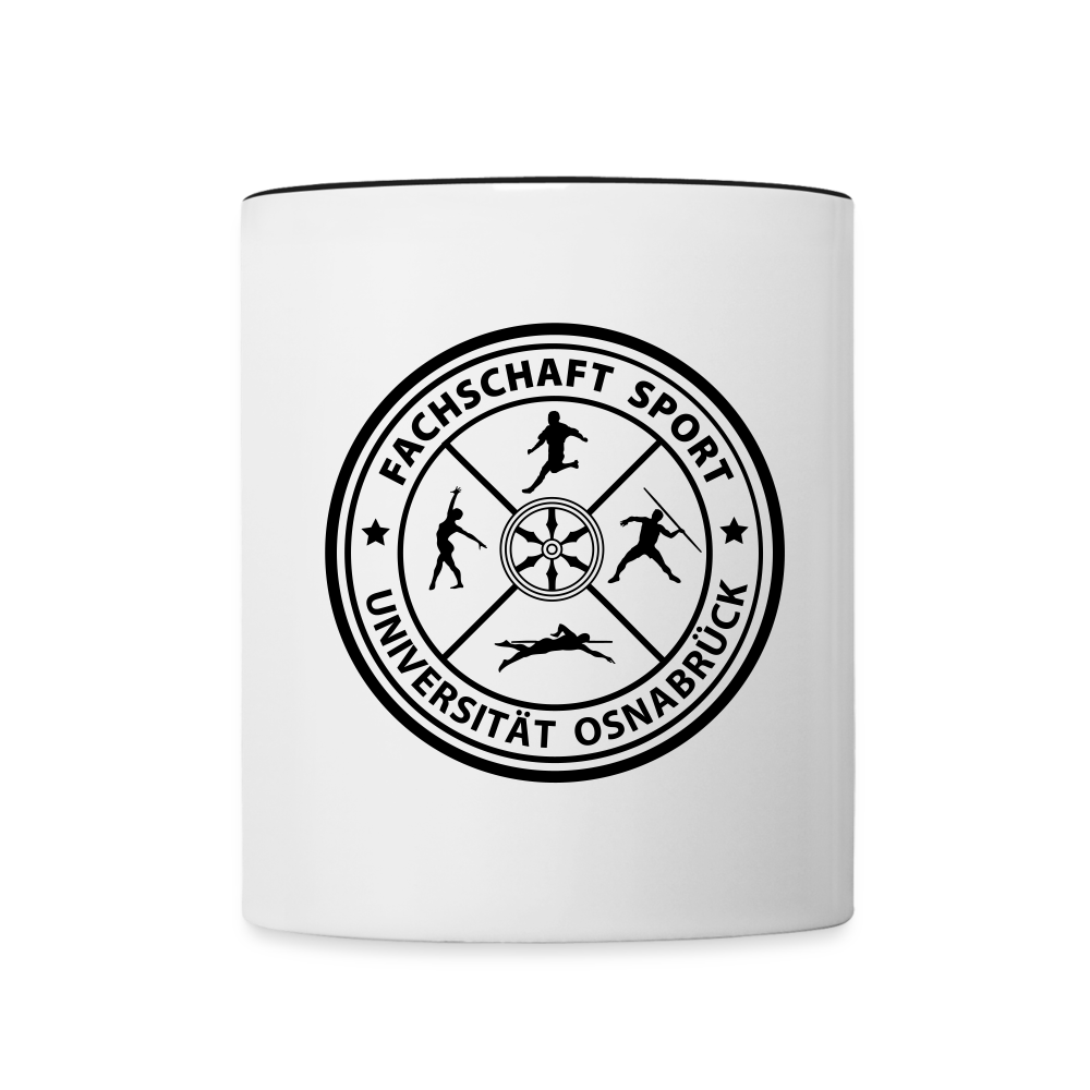 Tasse zweifarbig - Fachschaft Sport Uni OS - Weiß/Schwarz