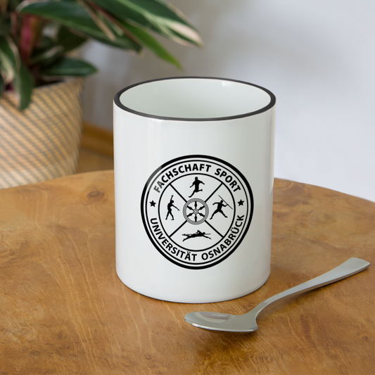 Tasse zweifarbig - Fachschaft Sport Uni OS - Weiß/Schwarz