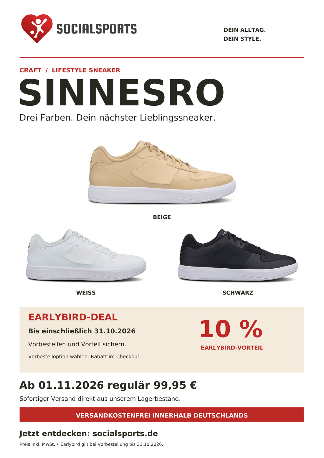 CRAFT Sinnesro Earlybird-Flyer von SocialSports
