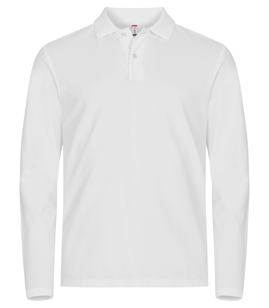 Stretch Premium Polo L/S von Clique – White
