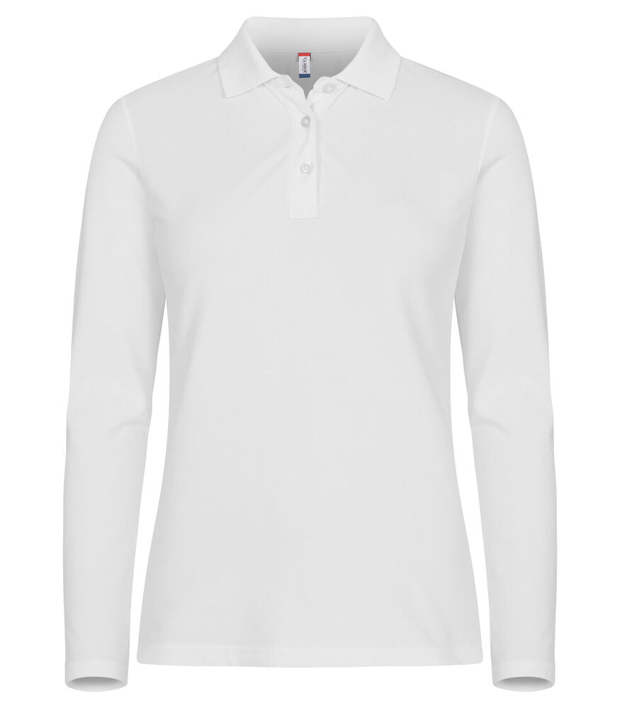Stretch Premium Polo L/S Women von Clique – White