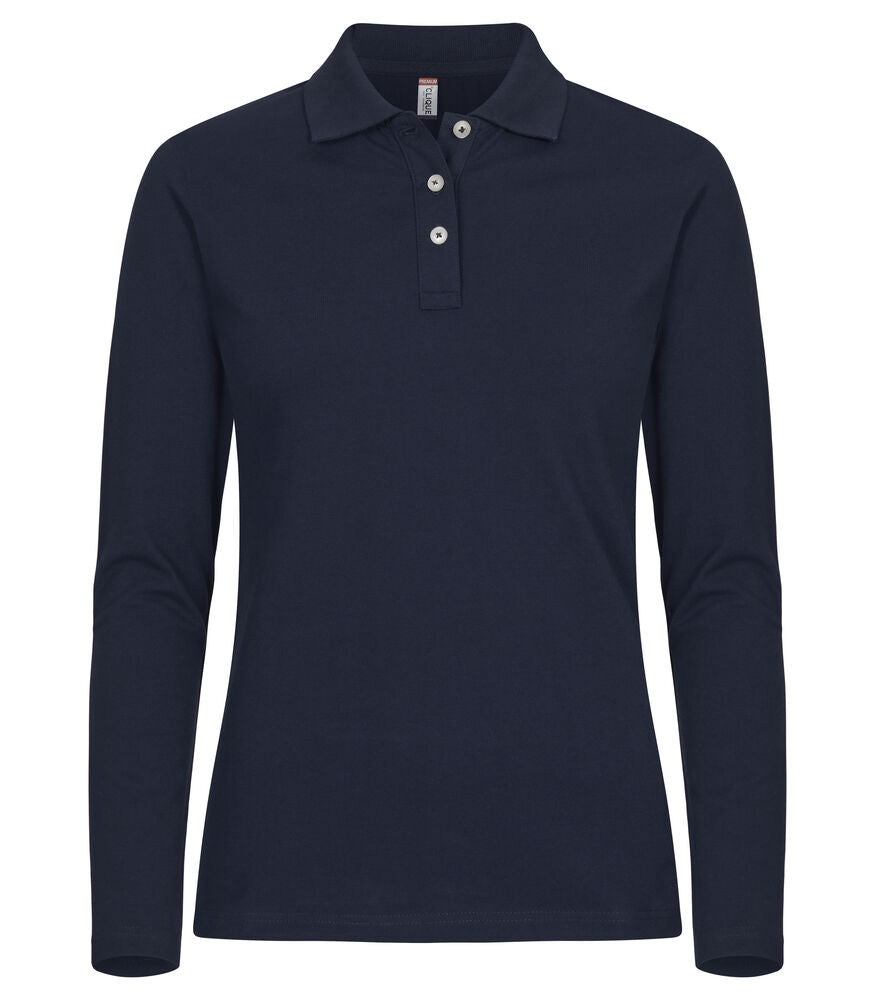Stretch Premium Polo L/S Women von Clique – White