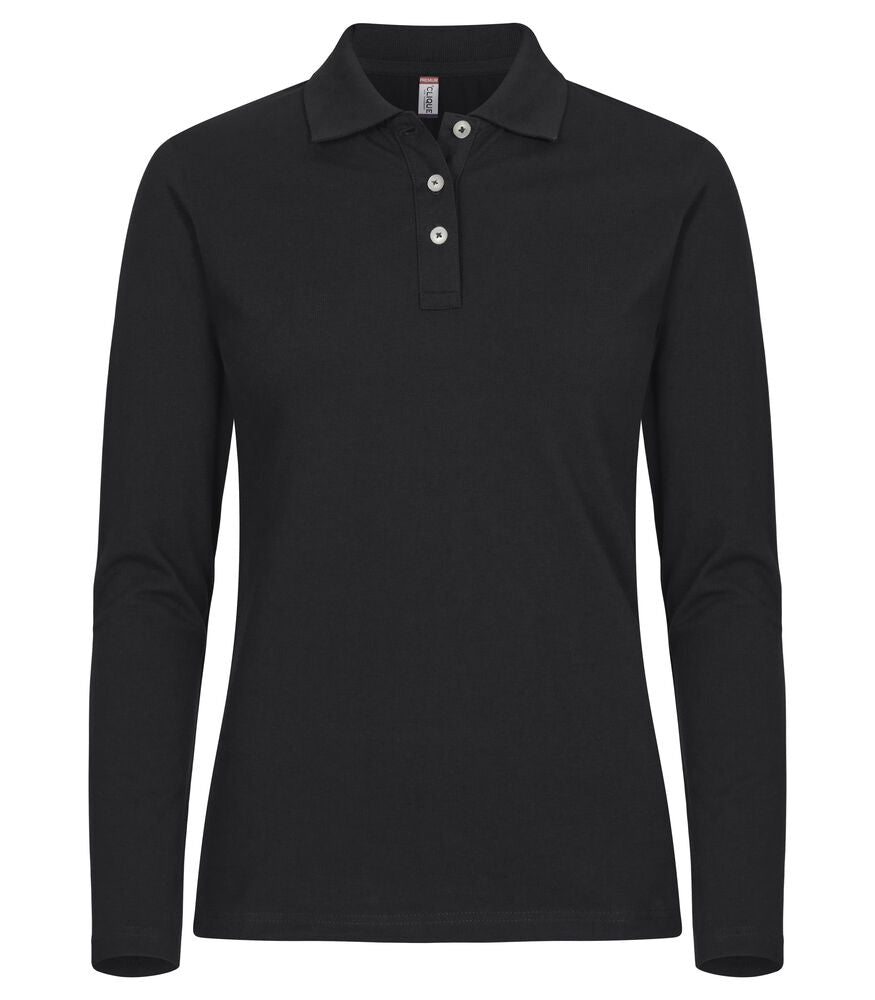Stretch Premium Polo L/S Women von Clique – White