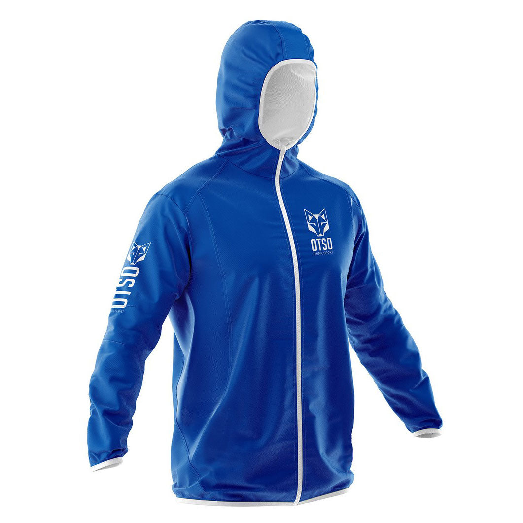 OTSO Wasserdichte Laufjacke - Electric Blue & White – Produktansicht