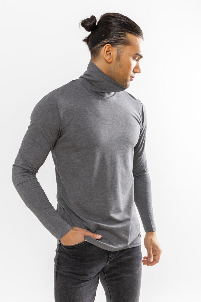 Essential Warm Turltleneck M von Craft – Dk Grey Melange