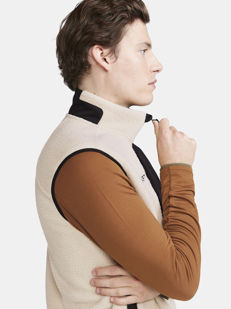 Adv Explore Pile Fleece Vest M von Craft – Ecru/Black
