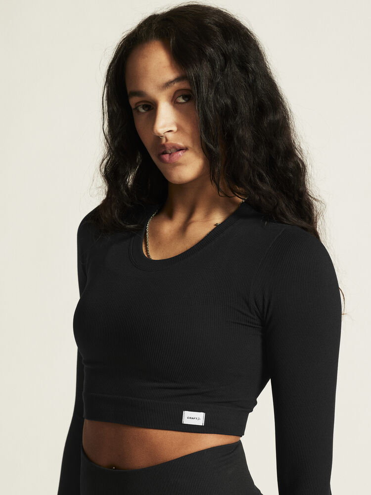 Collective Rib Cropped Ls Top W