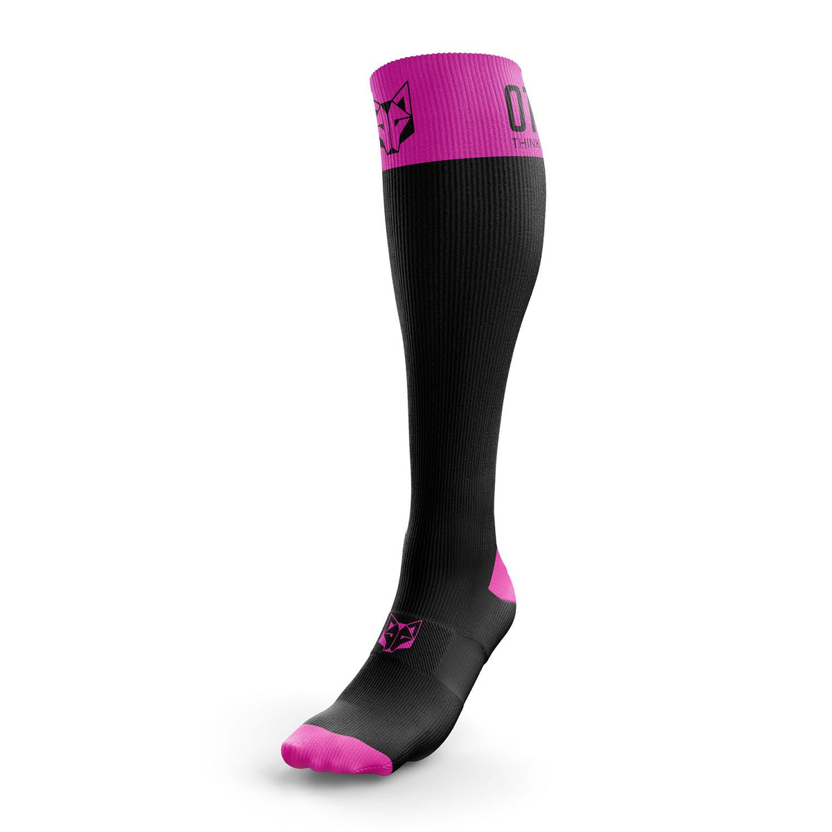 OTSO Recovery-Kompressionssocken - Black & Fluo Pink – Produktansicht