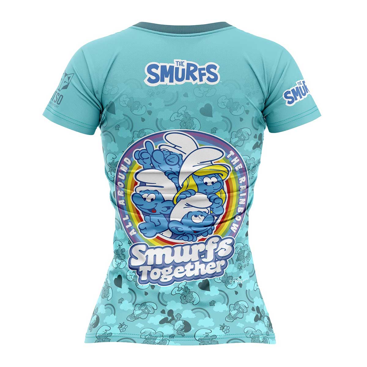 OTSO Damen Kurzarm-Funktionsshirt - Smurfs Rainbow – Produktansicht 2