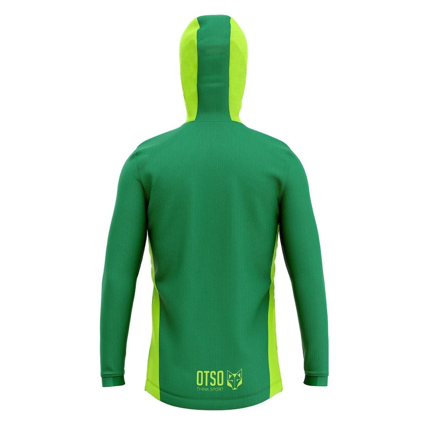 OTSO Unisex Sport-Hoodie - Forest Green & Fluo Green – Produktansicht 2