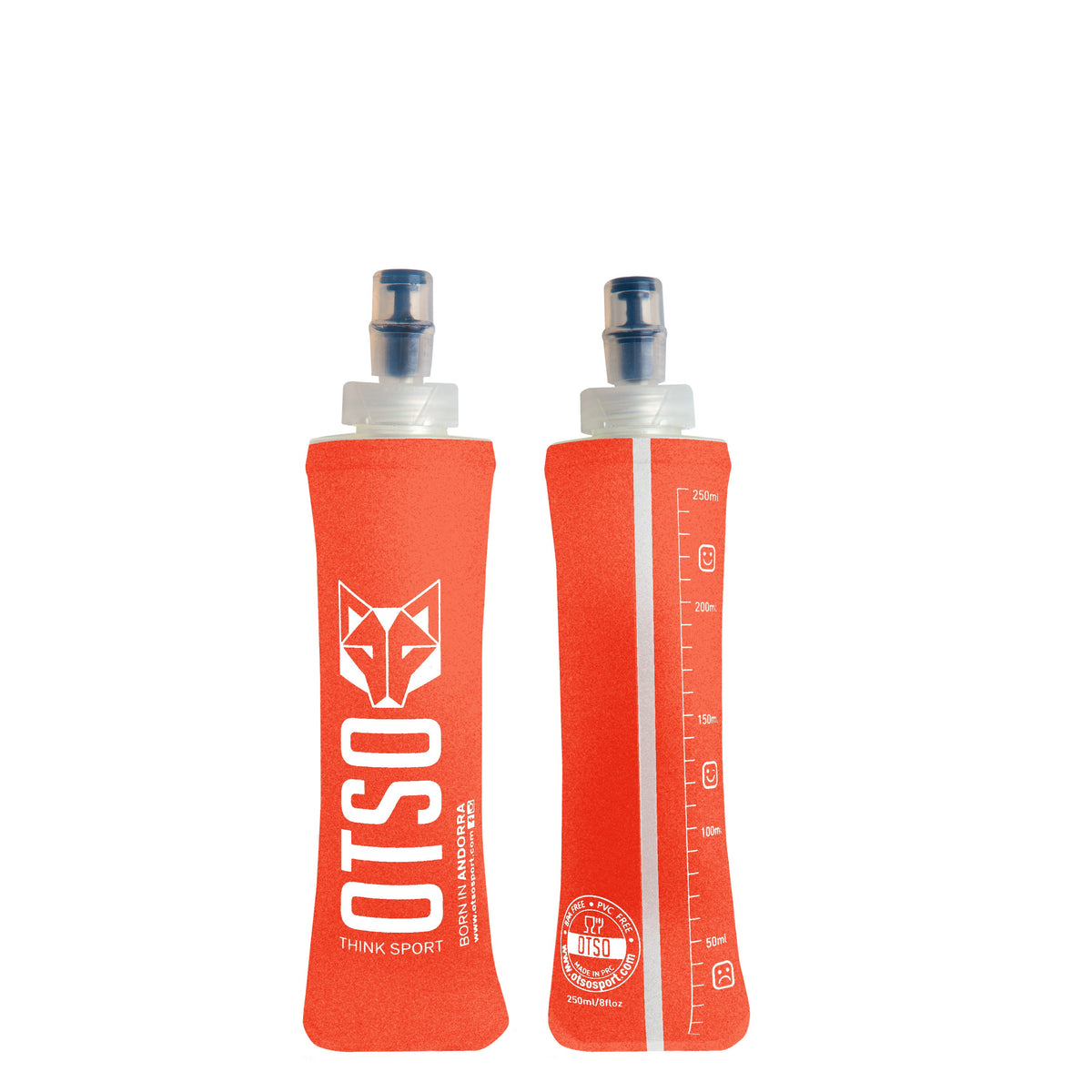 OTSO Faltbare Trinkflasche (Soft Flask) 250 ml – kleiner Verschluss - Orange – Produktansicht