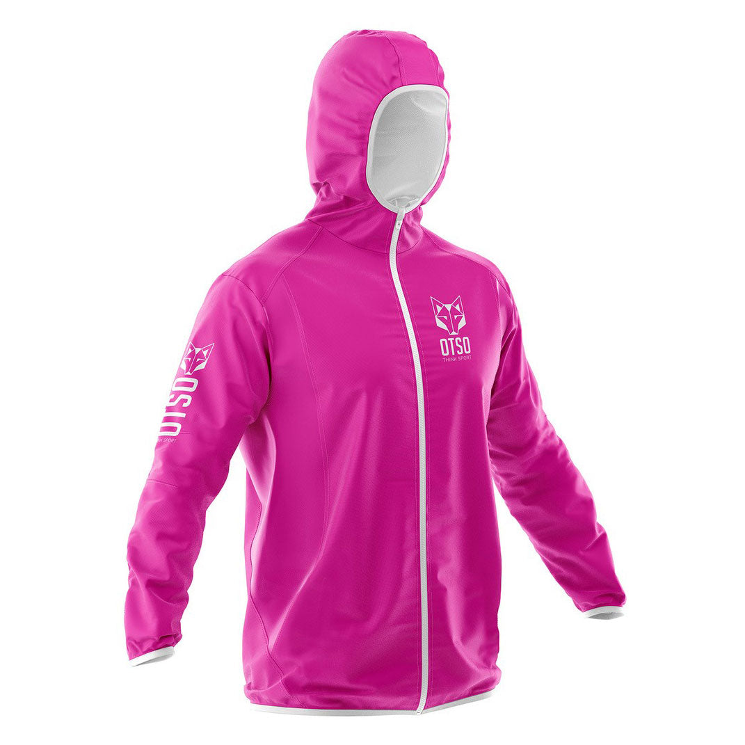 OTSO Wasserdichte Laufjacke - Fluo Pink & White – Produktansicht