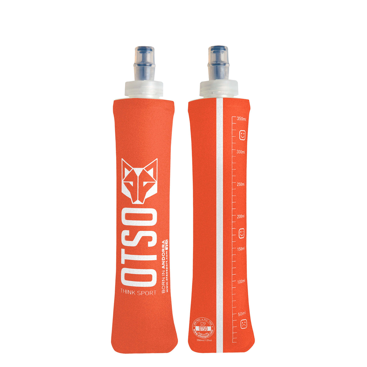 OTSO Faltbare Trinkflasche (Soft Flask) 350 ml – kleiner Verschluss - Orange – Produktansicht