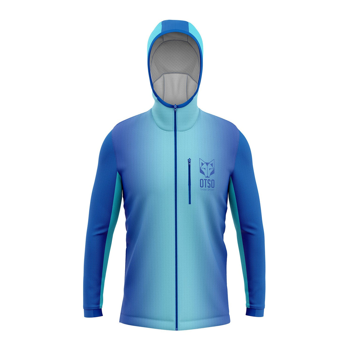 OTSO Unisex Sport-Hoodie - Electric Blue & Light Blue – Produktansicht