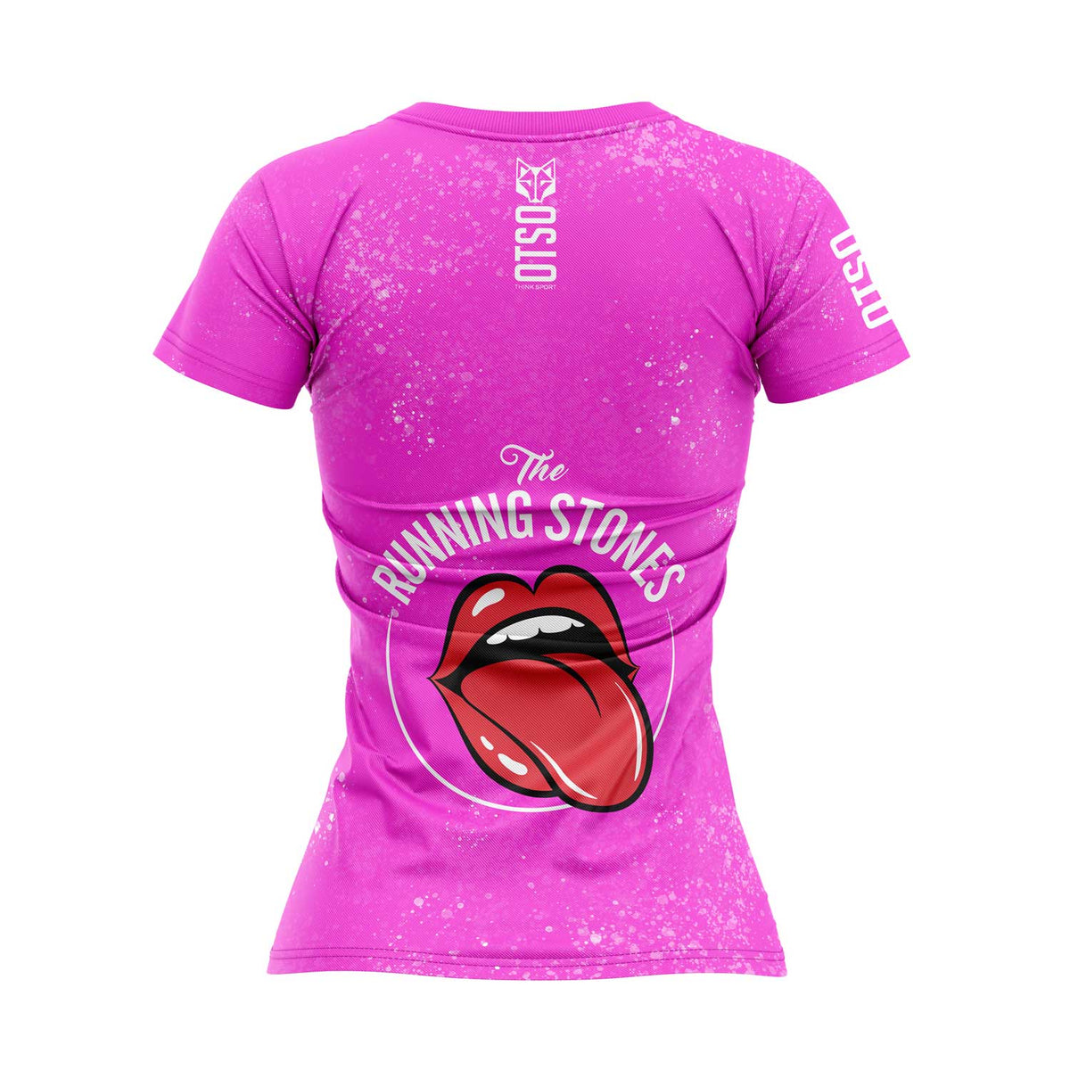 OTSO Damen Kurzarm-Funktionsshirt - Running Stones Pink – Produktansicht 2