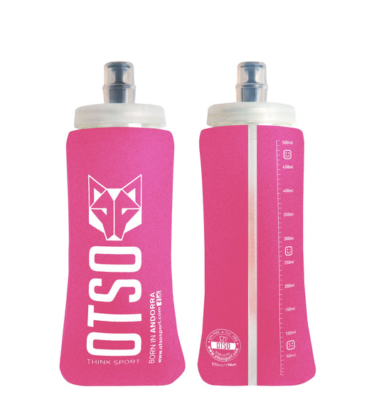 OTSO Faltbare Trinkflasche (Soft Flask) 500 ml – großer Verschluss - Fluo Pink – Produktansicht