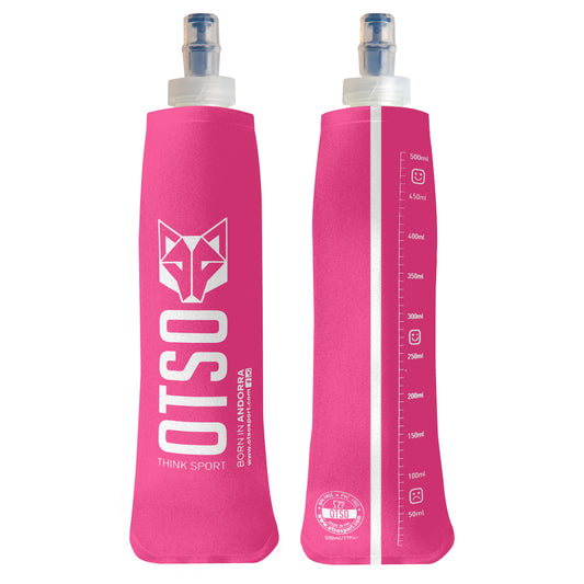 OTSO Faltbare Trinkflasche (Soft Flask) 500 ml – kleiner Verschluss - Fluo Pink – Produktansicht