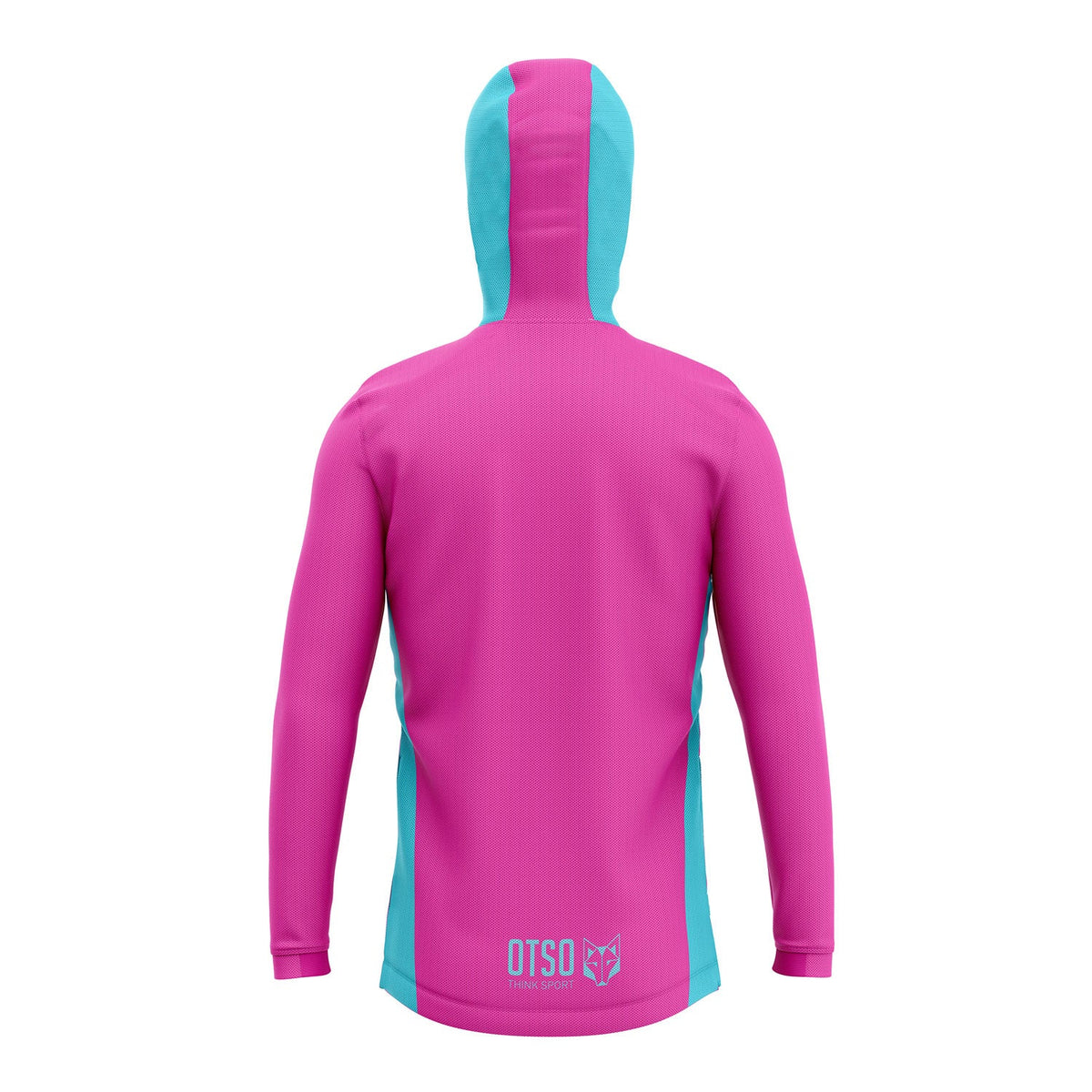 OTSO Unisex Sport-Hoodie - Fluo Pink & Light Blue – Produktansicht 2