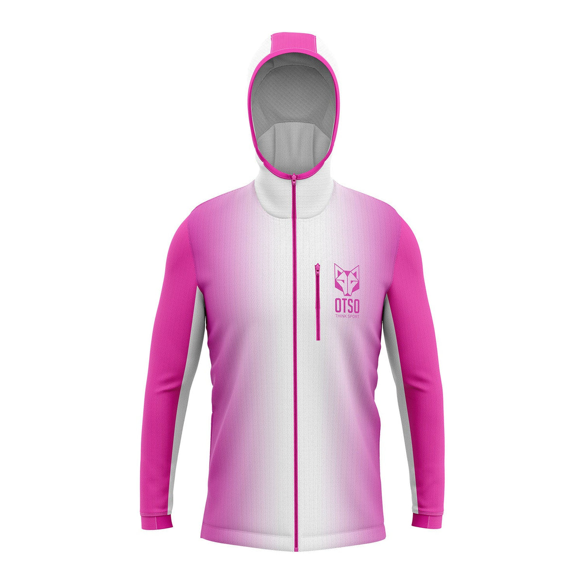 OTSO Unisex Sport-Hoodie - Fluo Pink & White – Produktansicht