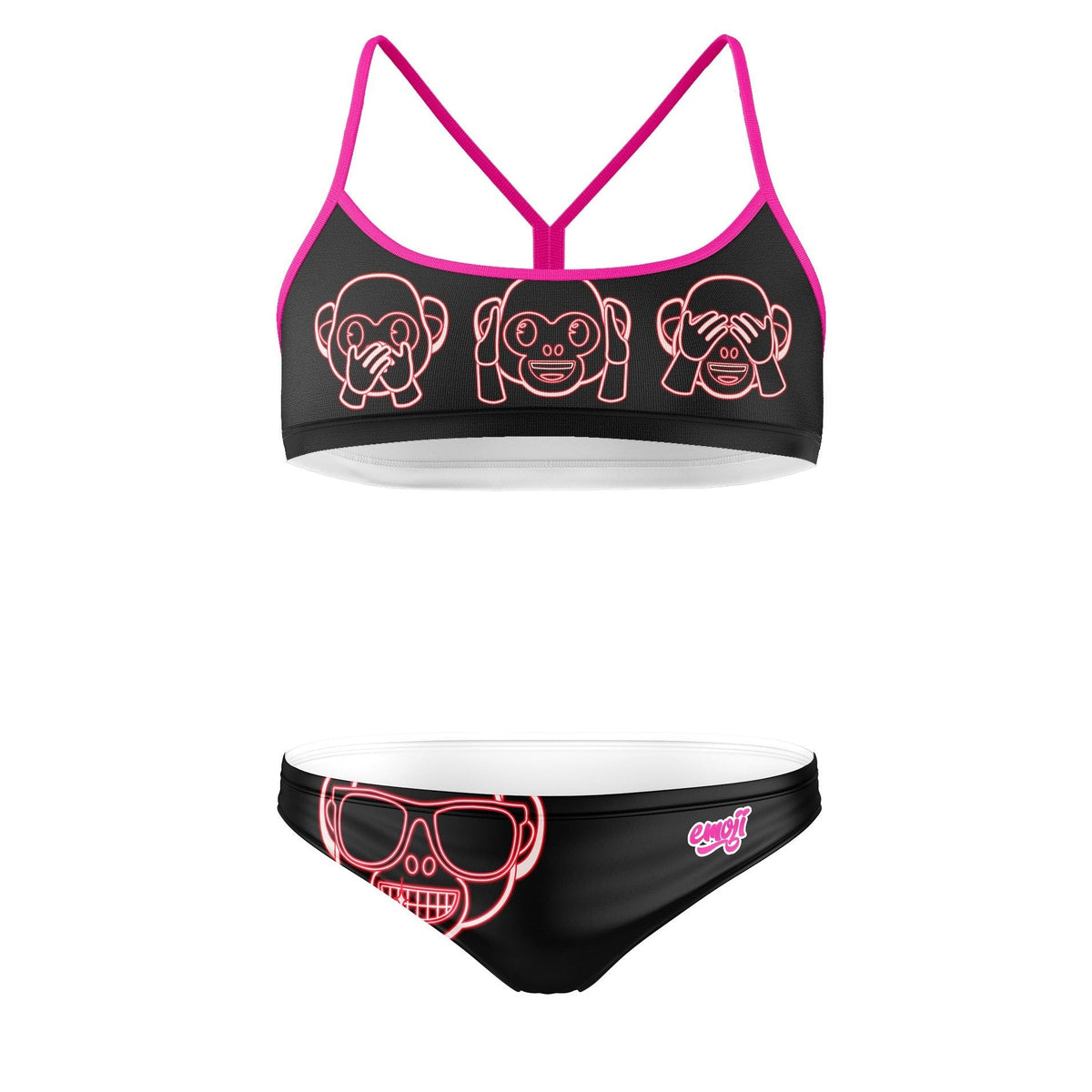 OTSO Sportbikini - Emoji Monkey Neon – Produktansicht