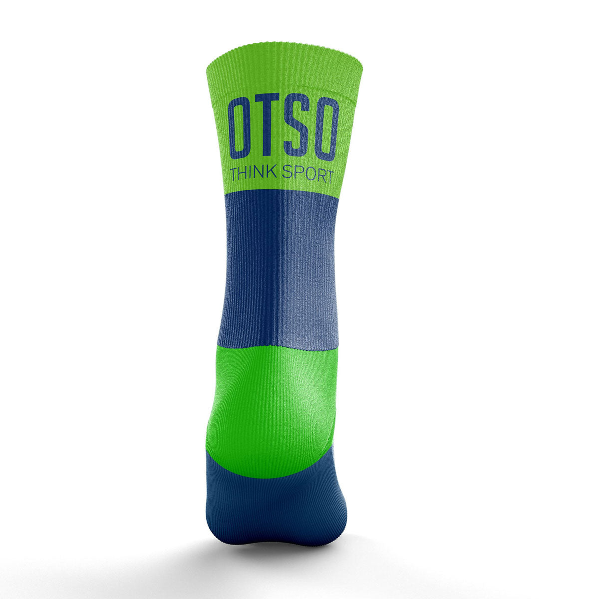 OTSO Multisport-Socken Medium Cut - Electric Blue & Fluo Green – Produktansicht 2