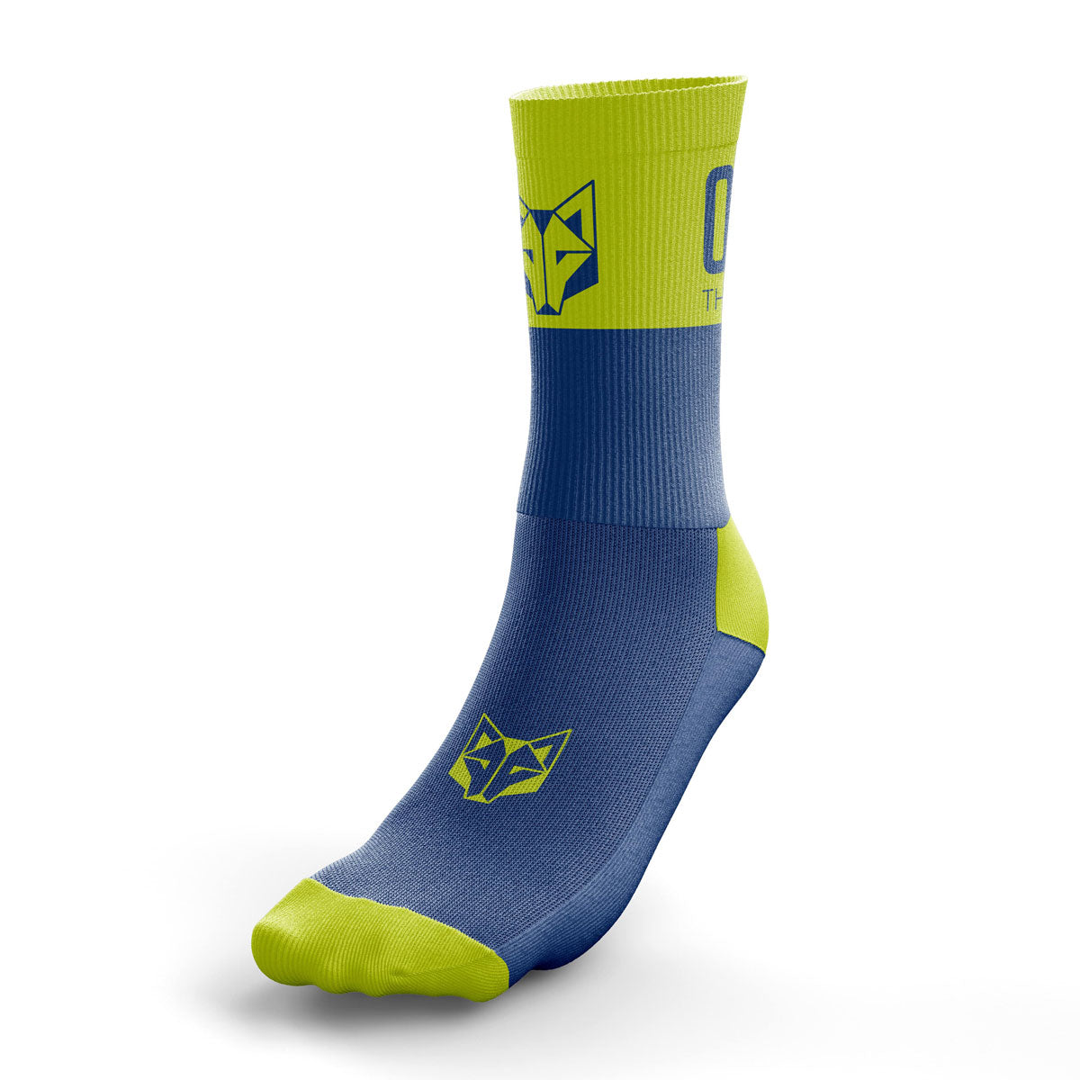 OTSO Multisport-Socken Medium Cut - Electric Blue & Fluo Yellow – Produktansicht