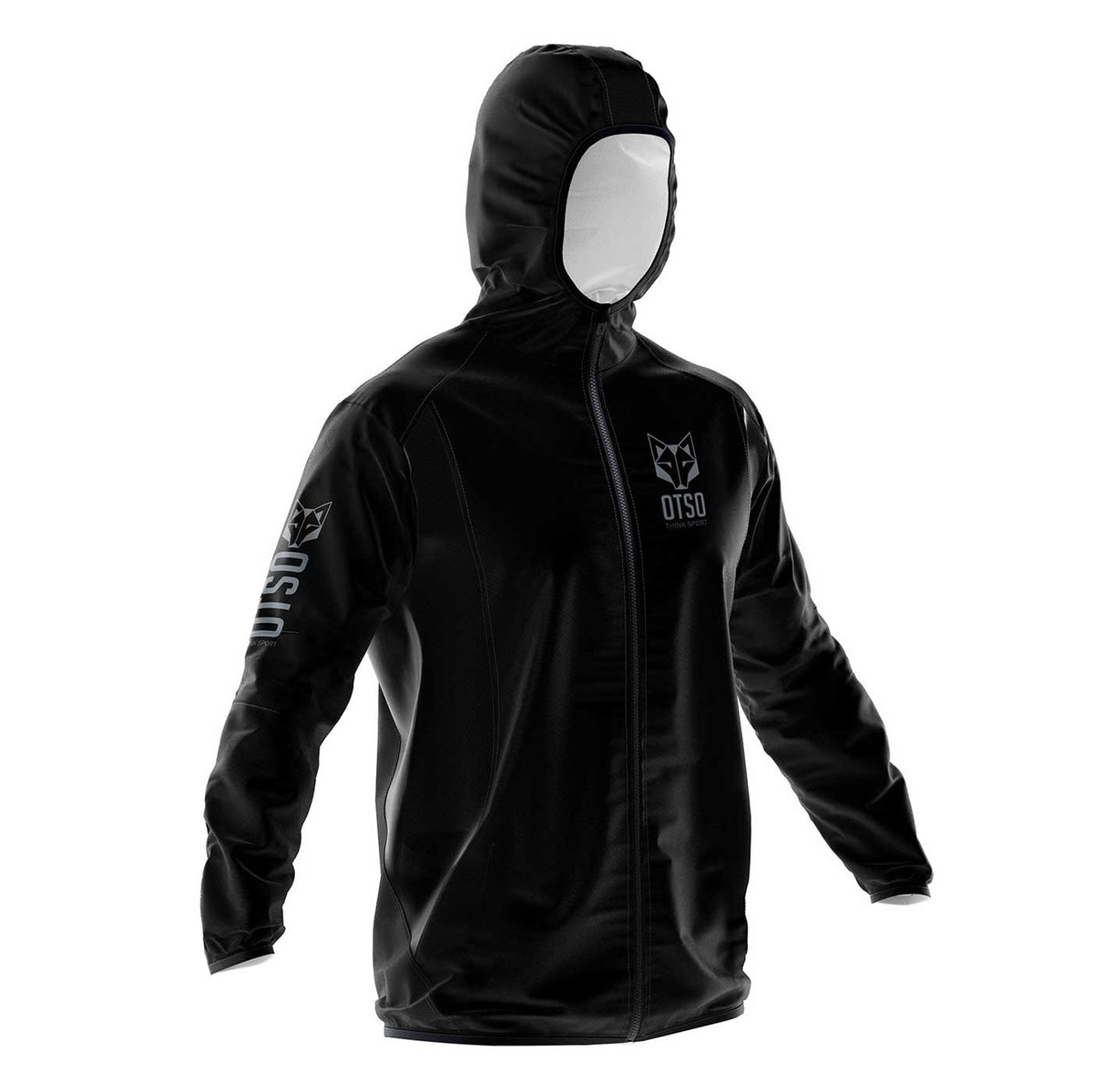 OTSO Wasserdichte Laufjacke - Full Black – Produktansicht