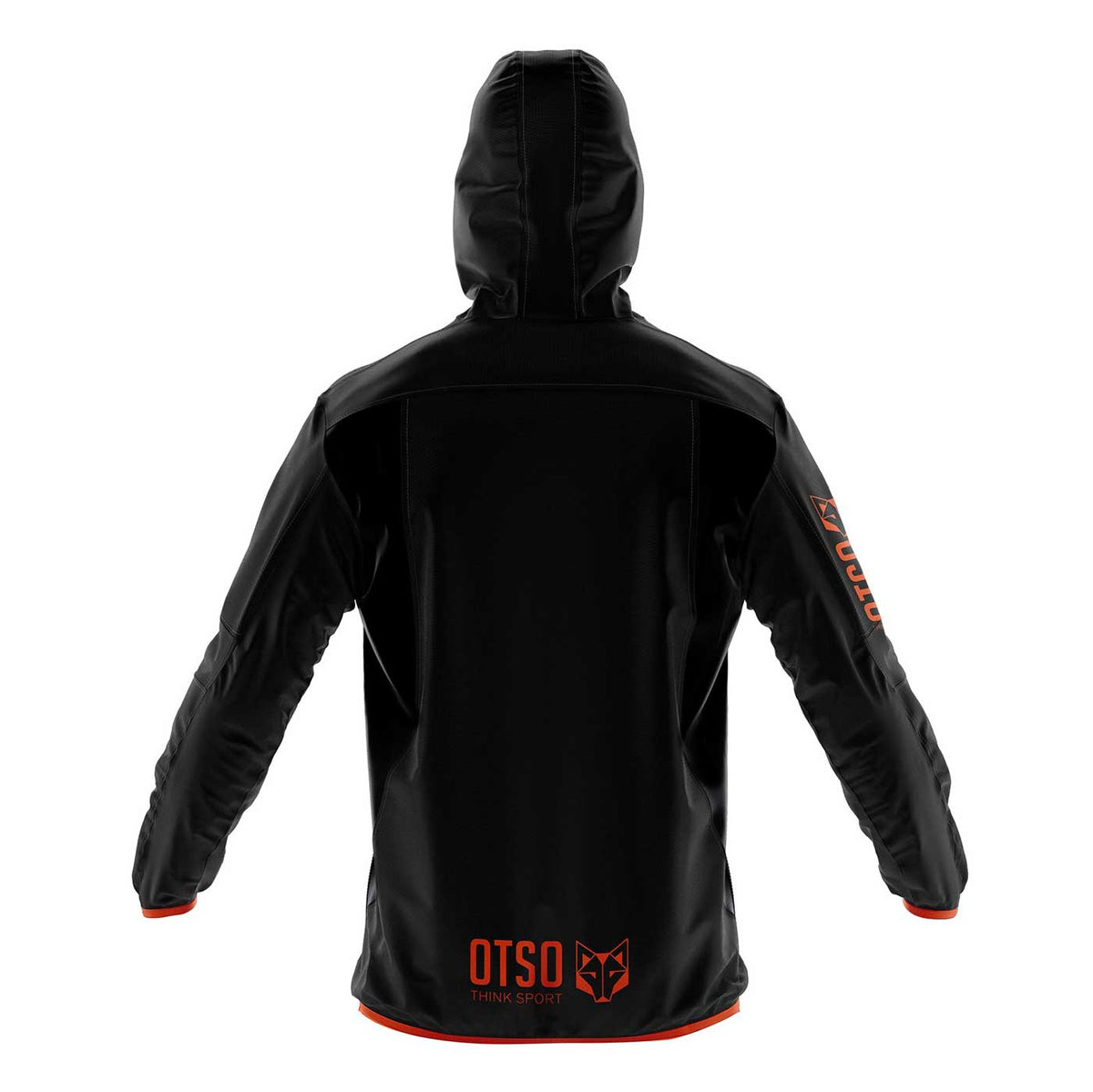 OTSO Wasserdichte Laufjacke - Black & Fluo Orange – Produktansicht 2