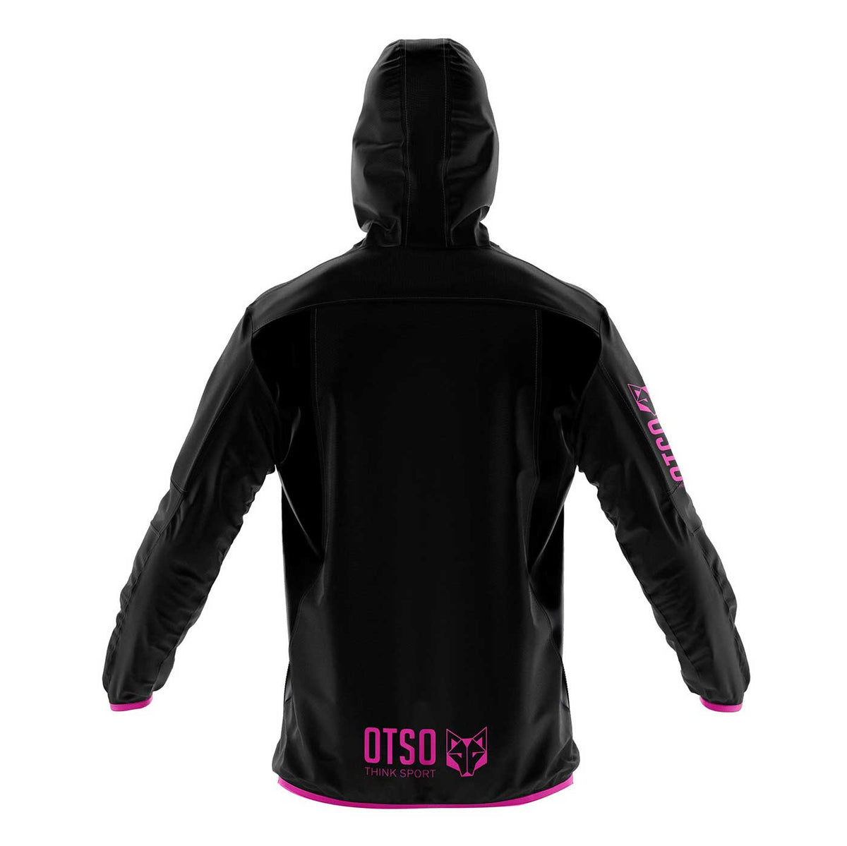 OTSO Wasserdichte Laufjacke - Black & Fluo Pink – Produktansicht 2
