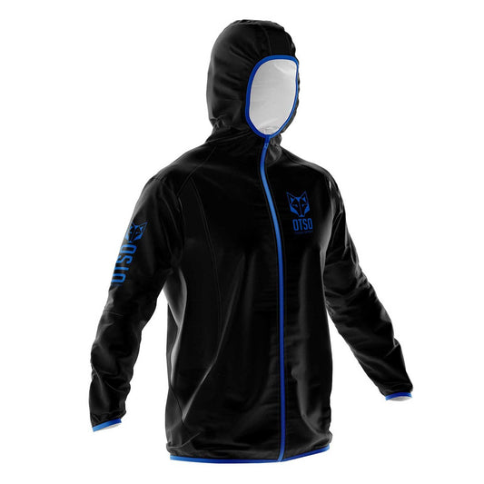 OTSO Wasserdichte Laufjacke - Black & Royal Blue – Produktansicht