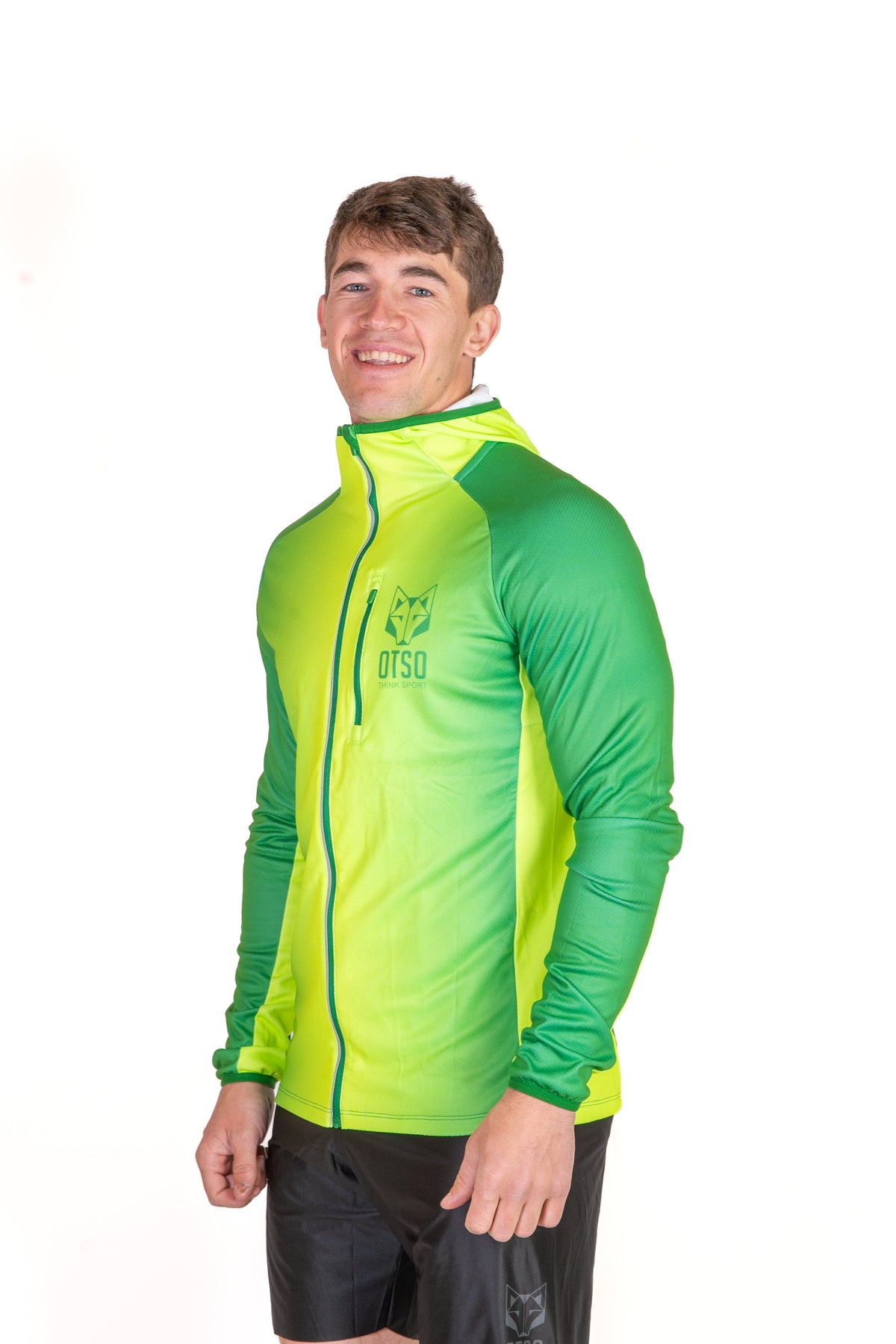 OTSO Unisex Sport-Hoodie - Forest Green & Fluo Green – Produktansicht 5