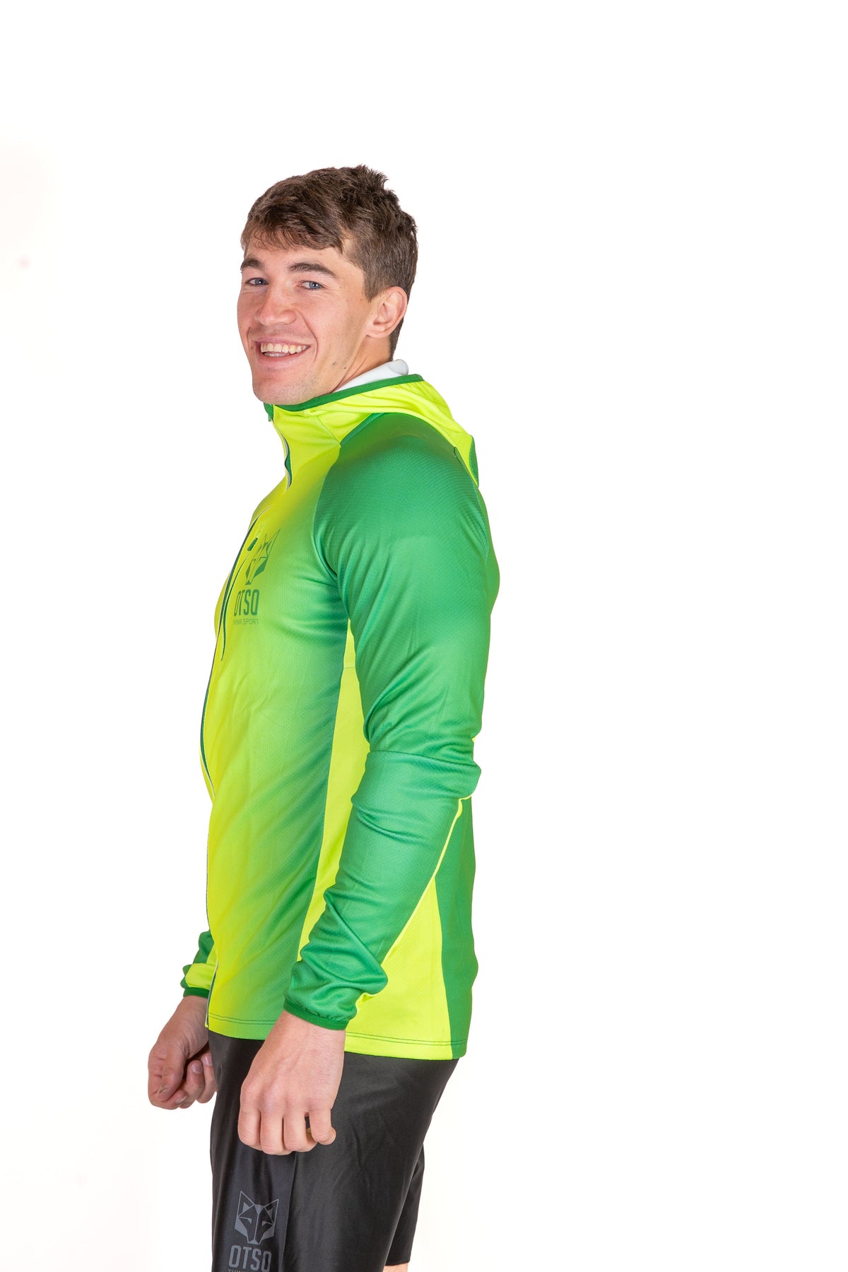 OTSO Unisex Sport-Hoodie - Forest Green & Fluo Green – Produktansicht 7
