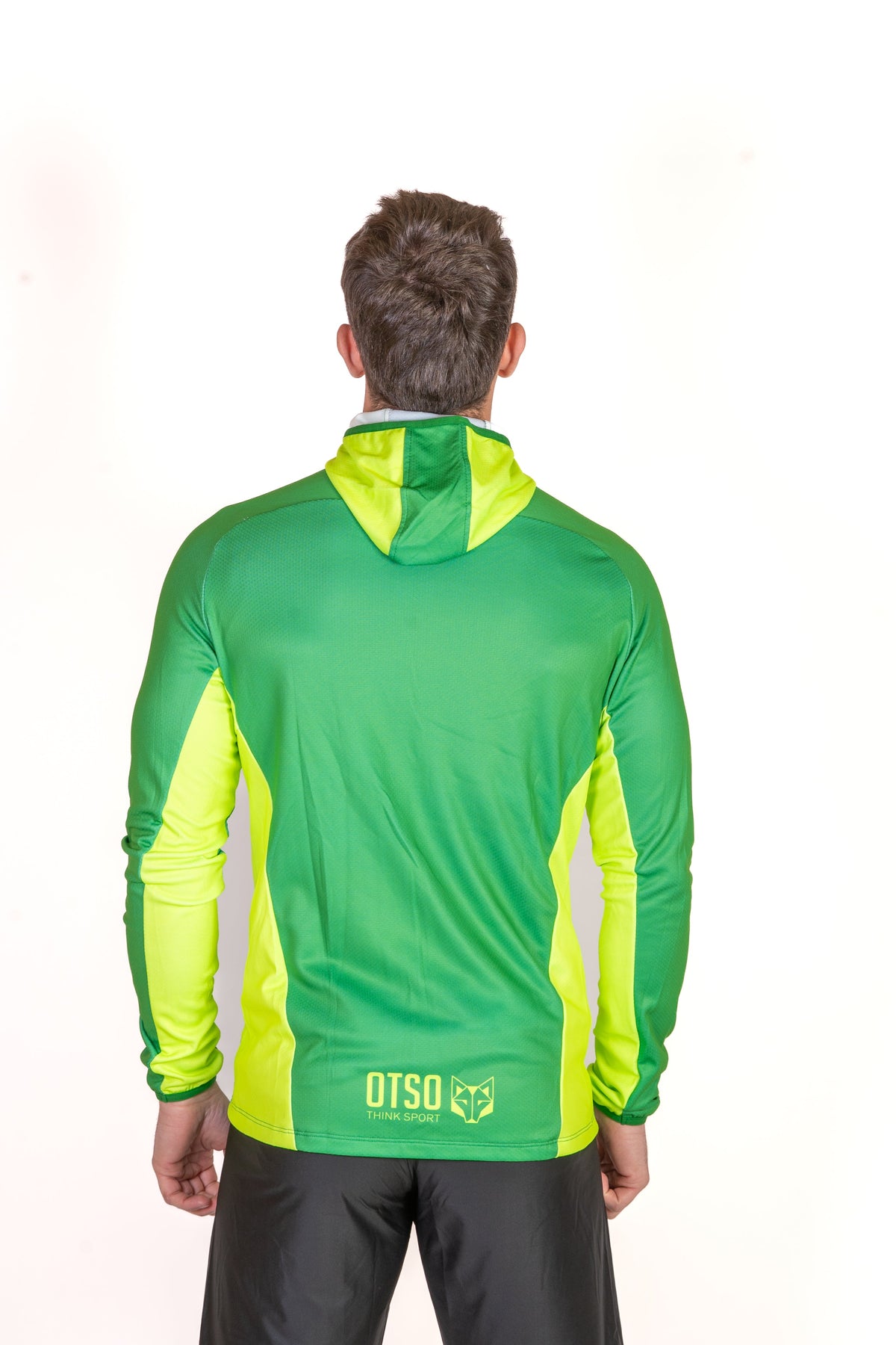 OTSO Unisex Sport-Hoodie - Forest Green & Fluo Green – Produktansicht 8