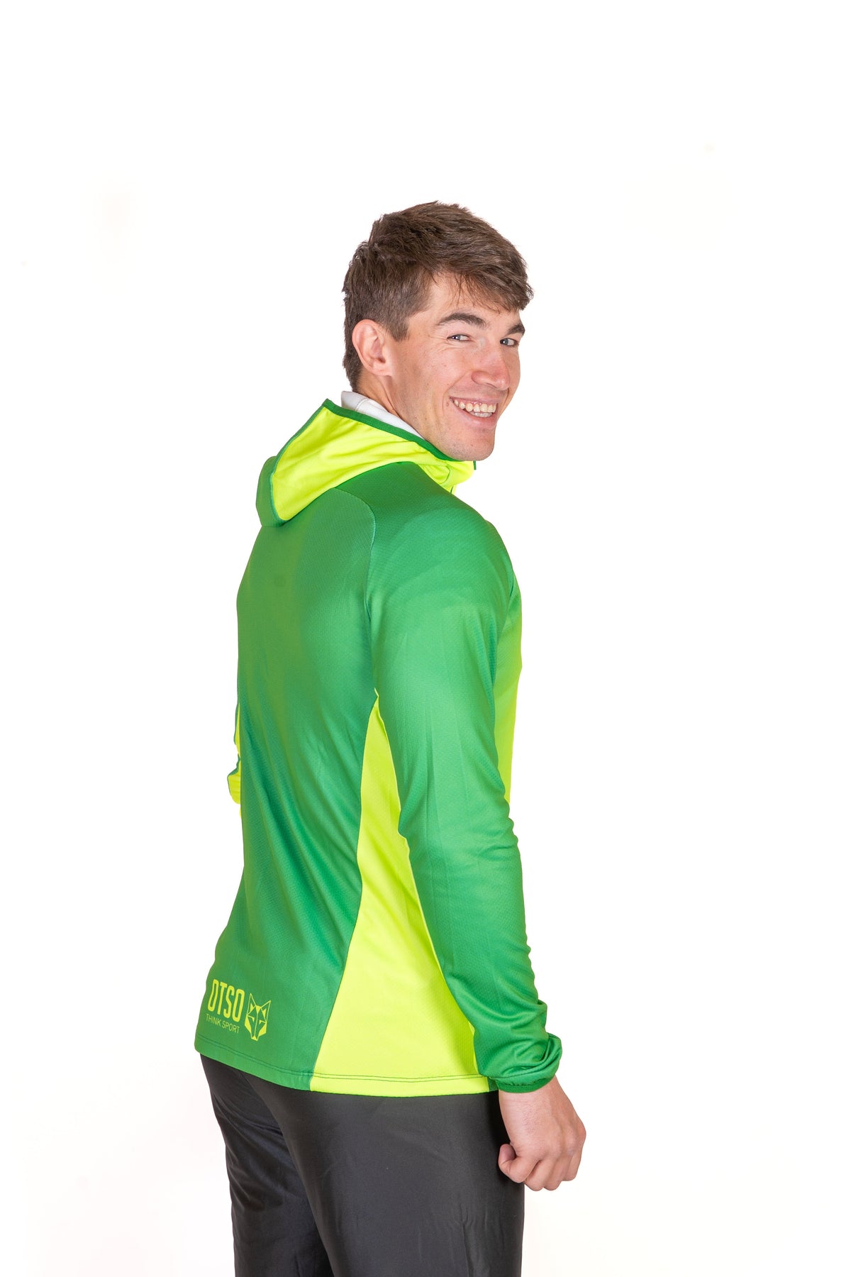 OTSO Unisex Sport-Hoodie - Forest Green & Fluo Green – Produktansicht 6