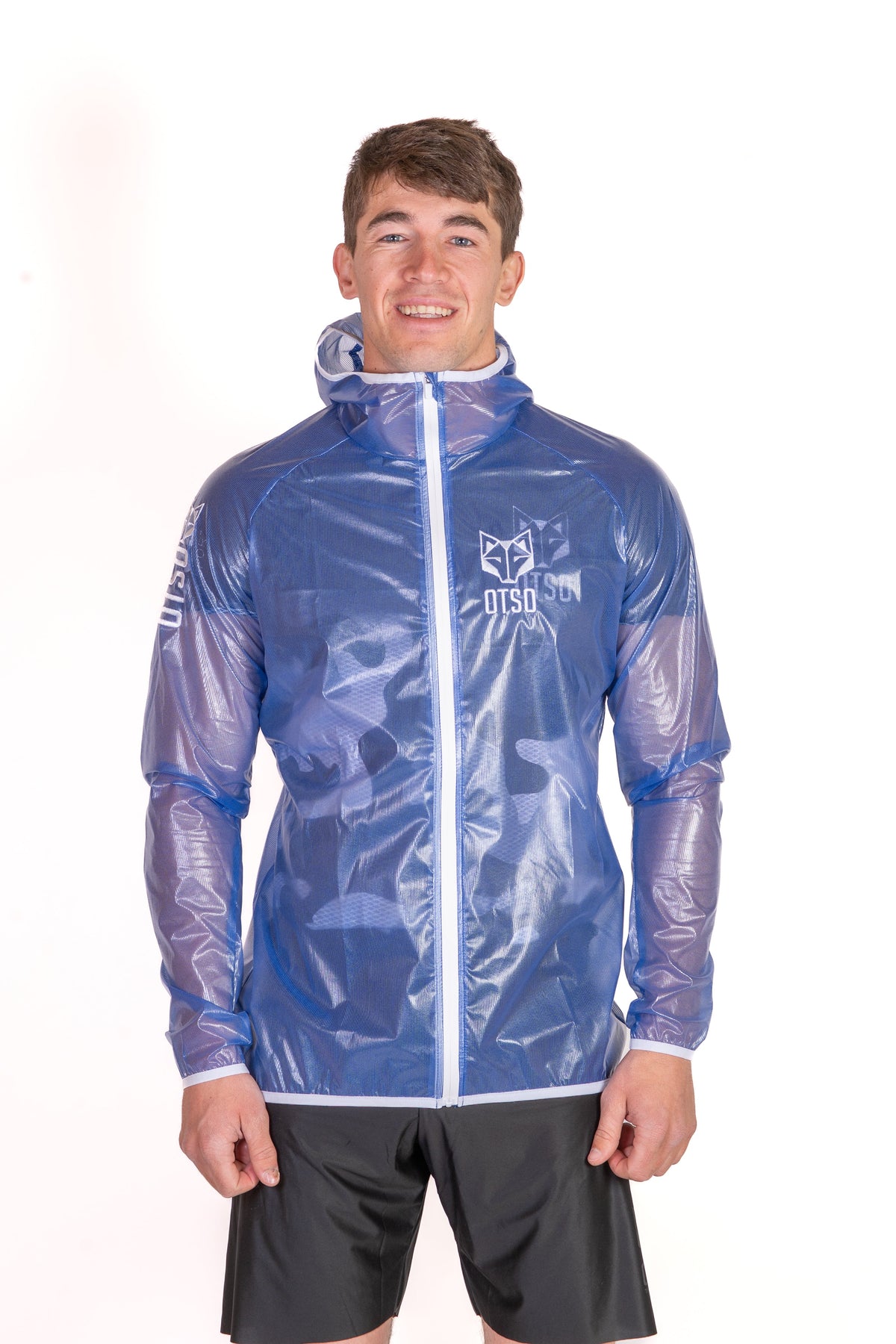 OTSO Wasserdichte Laufjacke - Electric Blue & White – Produktansicht 4