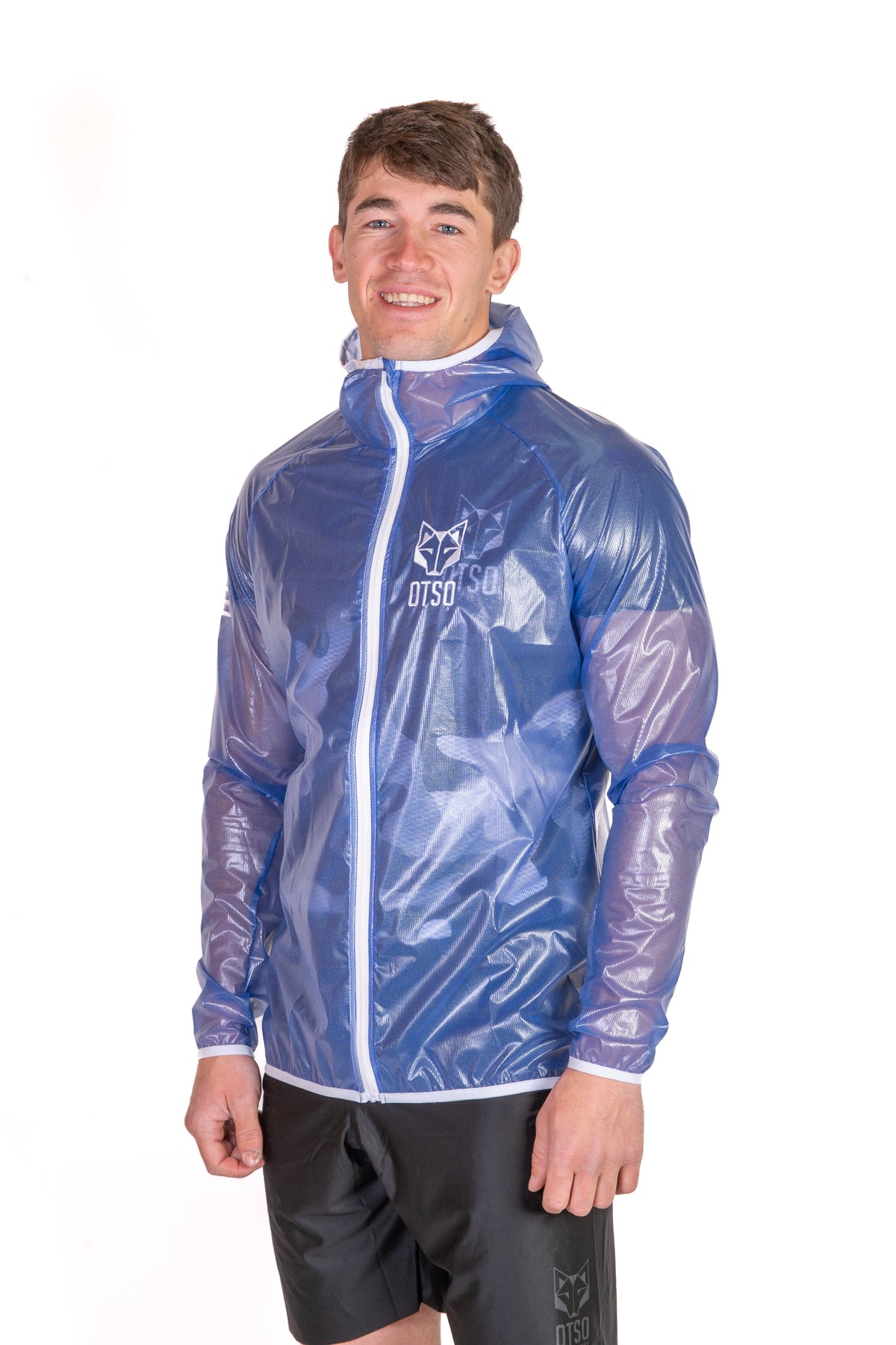 OTSO Wasserdichte Laufjacke - Electric Blue & White – Produktansicht 5