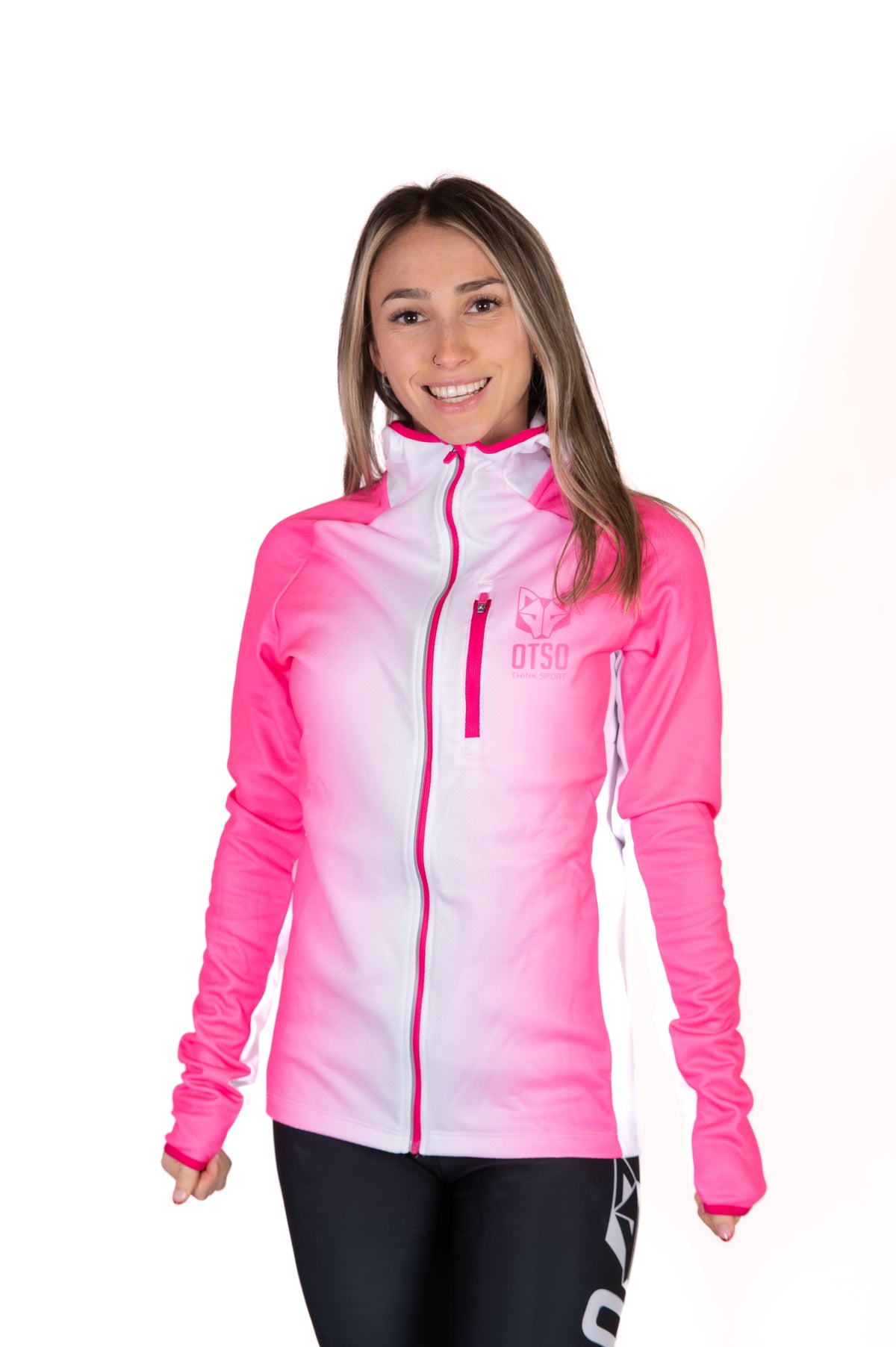 OTSO Unisex Sport-Hoodie - Fluo Pink & White – Produktansicht 4