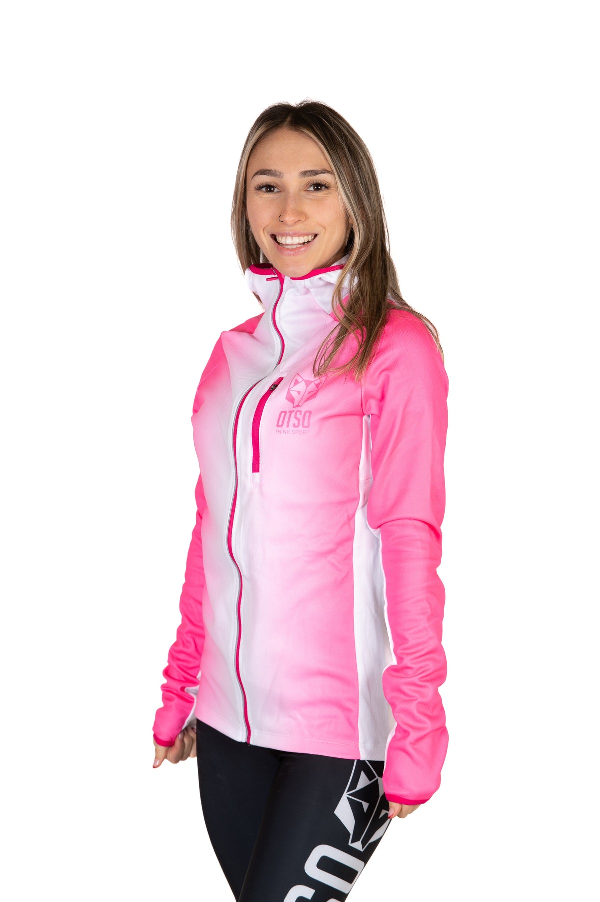 OTSO Unisex Sport-Hoodie - Fluo Pink & White – Produktansicht 5