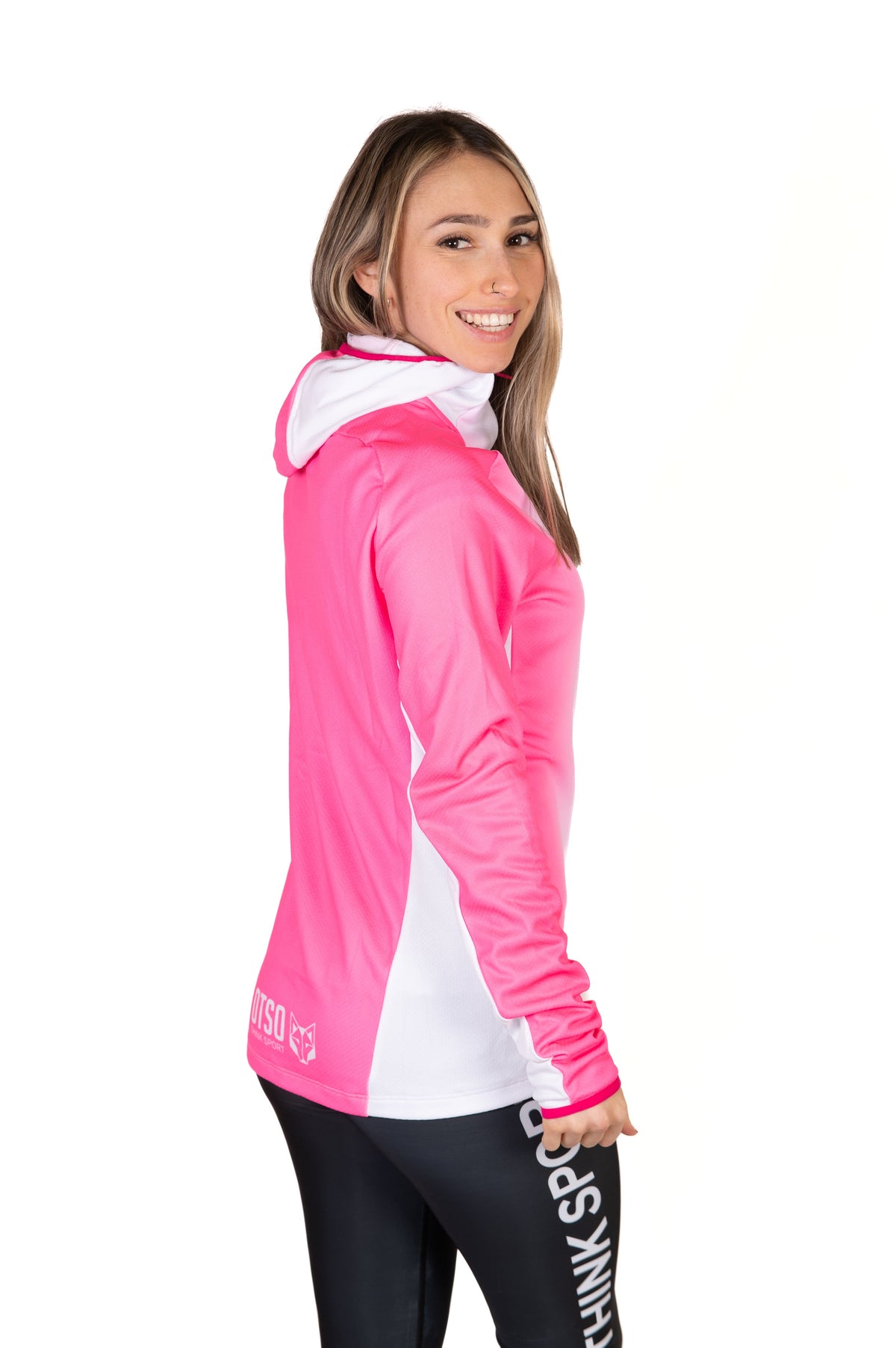 OTSO Unisex Sport-Hoodie - Fluo Pink & White – Produktansicht 6
