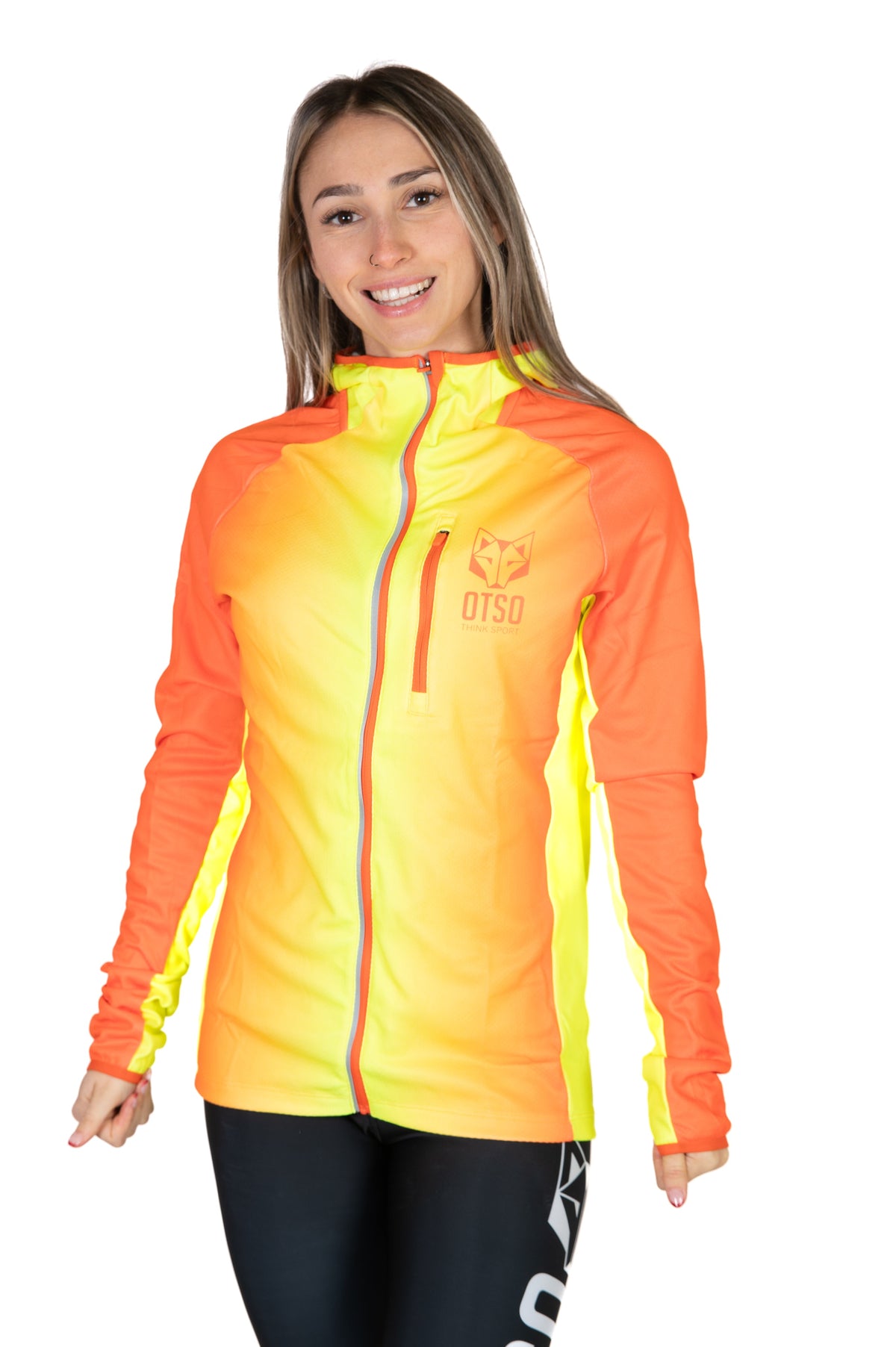 OTSO Unisex Sport-Hoodie - Fluo Orange & Fluo Yellow – Produktansicht 12