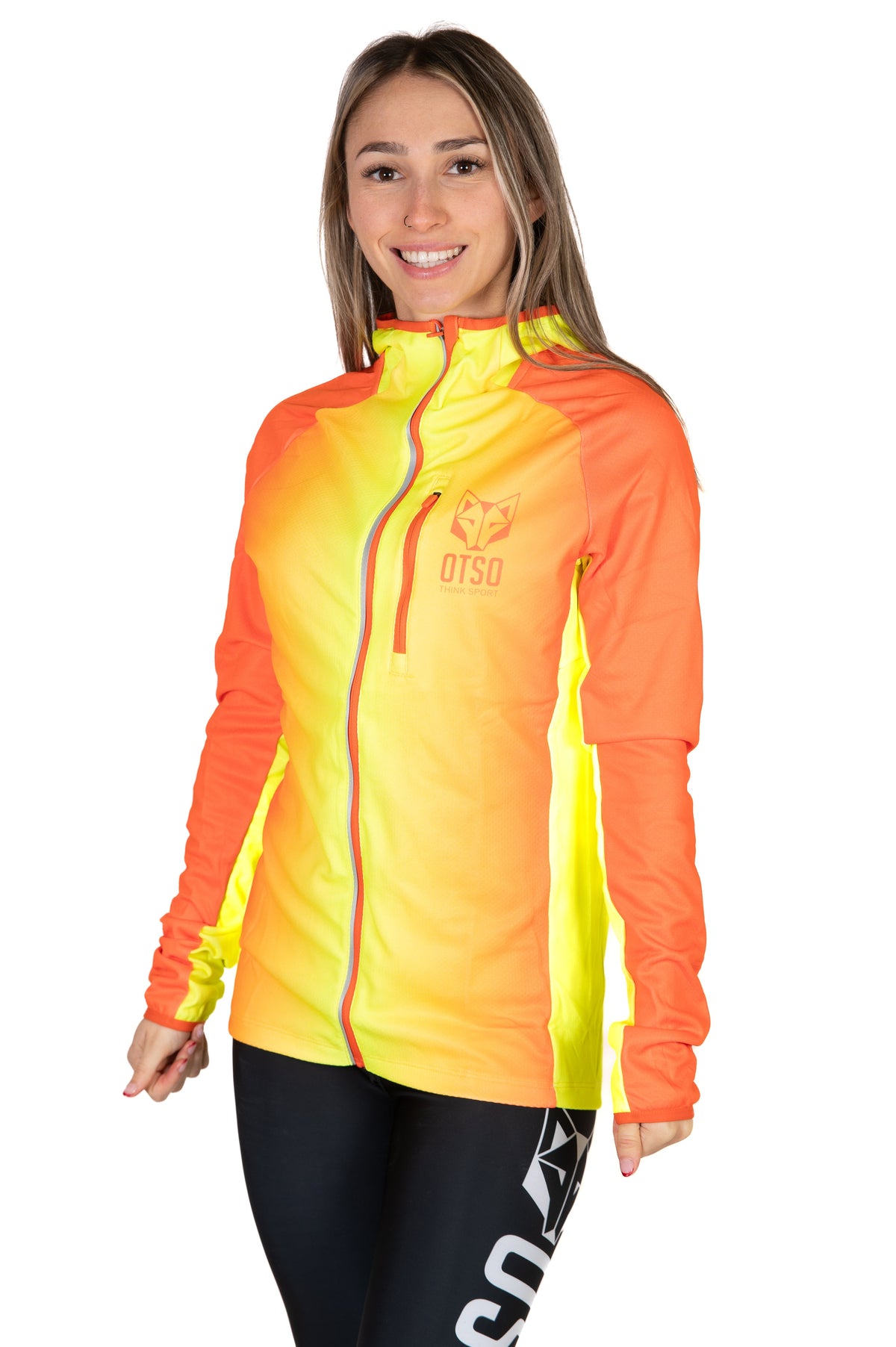 OTSO Unisex Sport-Hoodie - Fluo Orange & Fluo Yellow – Produktansicht 13
