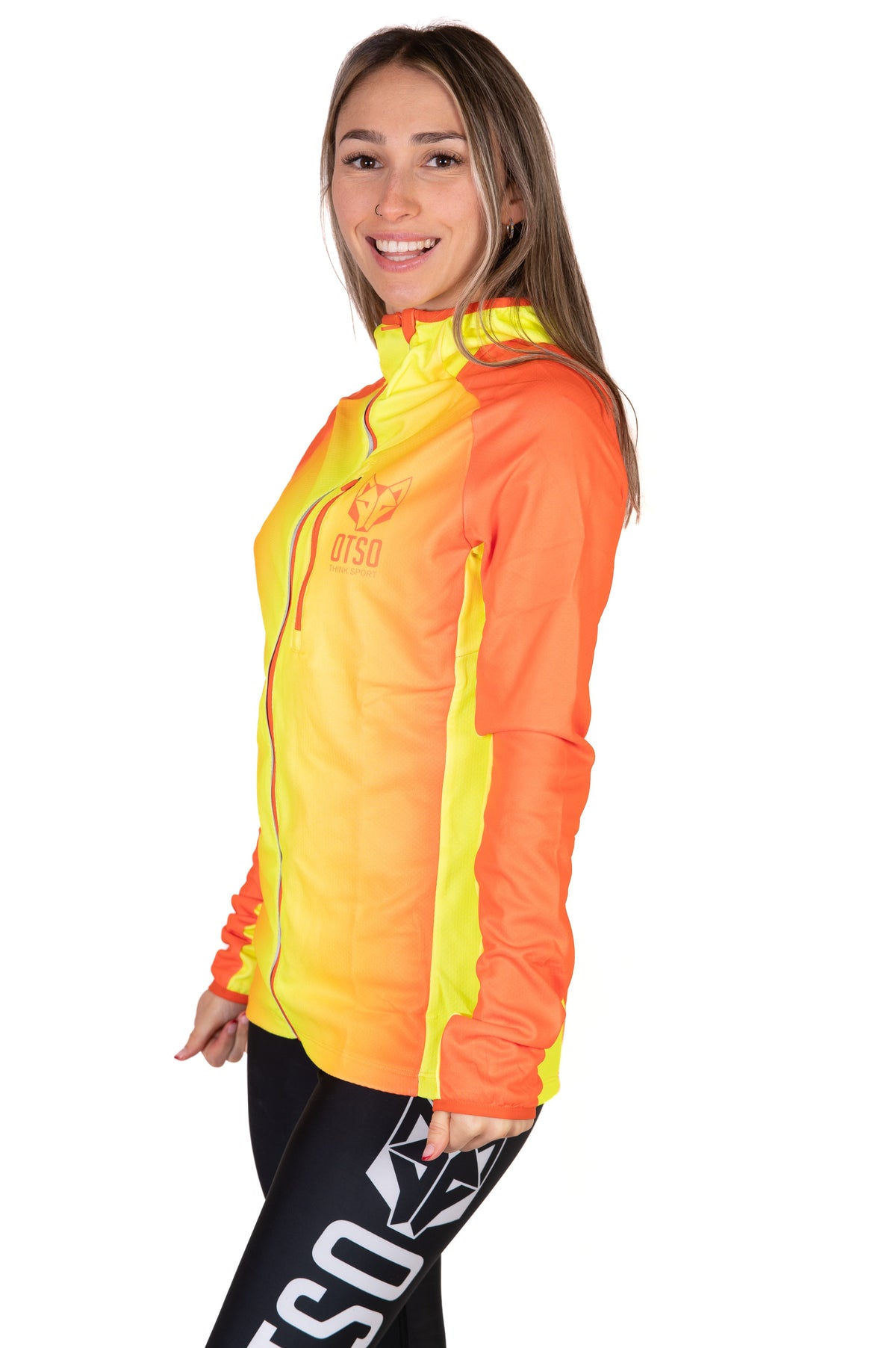 OTSO Unisex Sport-Hoodie - Fluo Orange & Fluo Yellow – Produktansicht 14