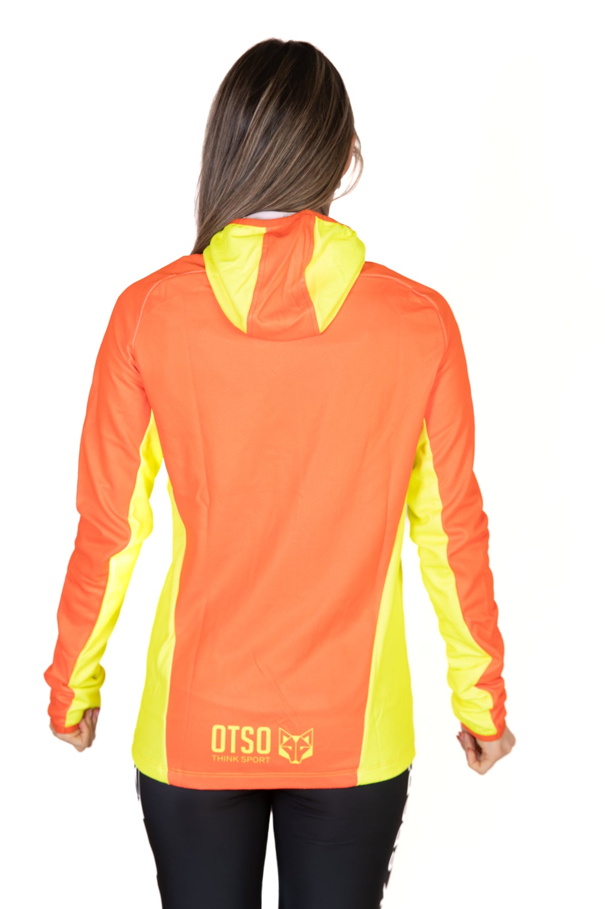 OTSO Unisex Sport-Hoodie - Fluo Orange & Fluo Yellow – Produktansicht 15